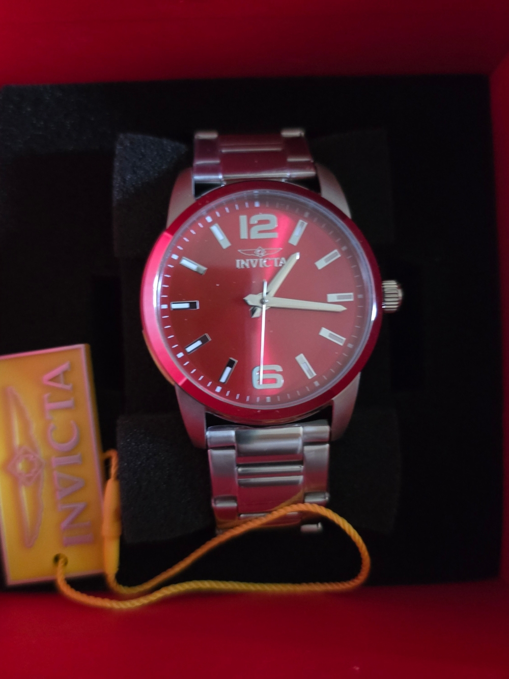 Invicta Men's Red Dial Stainless Steel Watch